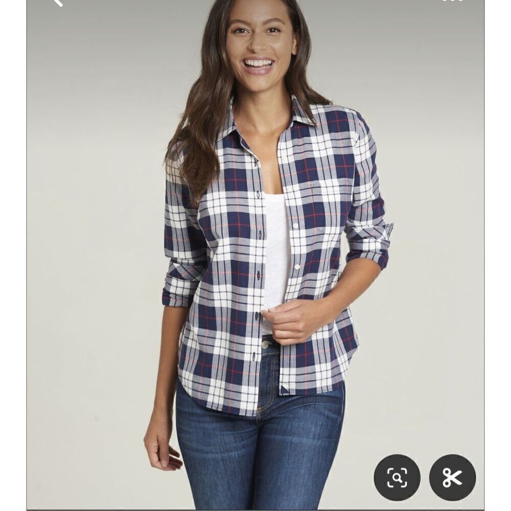 $80 Untuckit women’s plaid long sleeve button up brand new size 4 m7